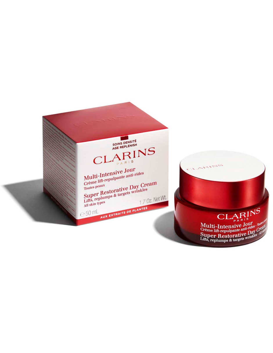 Crema facial recomendada para prevenir signos de la edad de día Super Restorative Day Clarins todo tipo piel