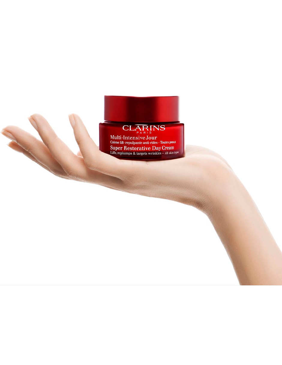 Crema facial recomendada para prevenir signos de la edad de día Super Restorative Day Clarins todo tipo piel