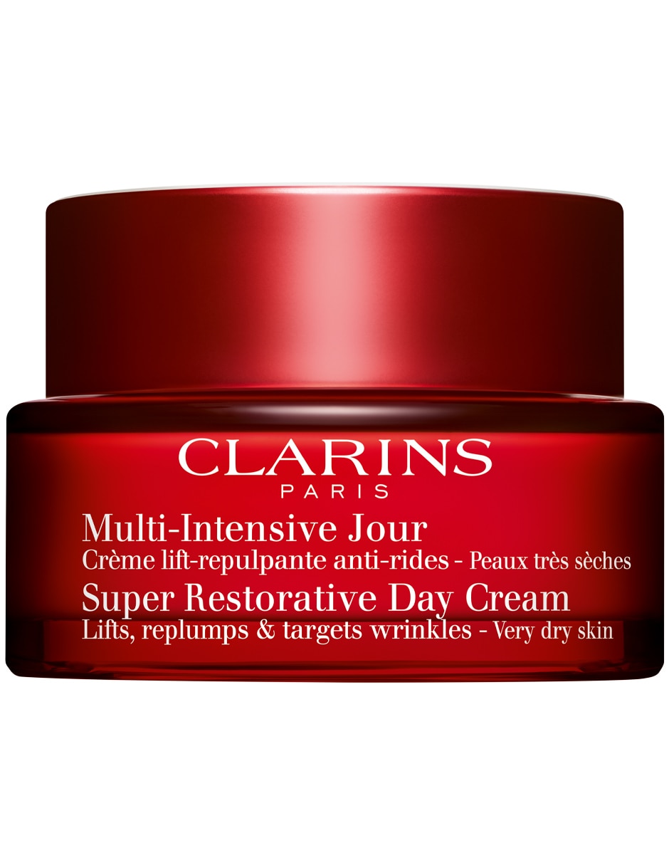 Crema facial recomendada para prevenir signos de la edad de día Super Restorative Day Clarins para piel seca