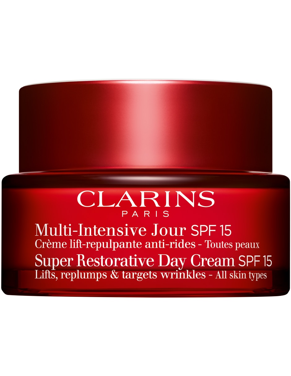 Crema facial recomendada para prevenir signos de la edad de día Super Restorative Day Clarins todo tipo piel