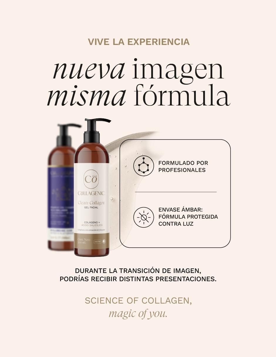 Set Dermolimpiador facial en gel ácido hialurónico + ácido salicílico para piel mixta 500 ml c/u Collagenic para exfoliar 8