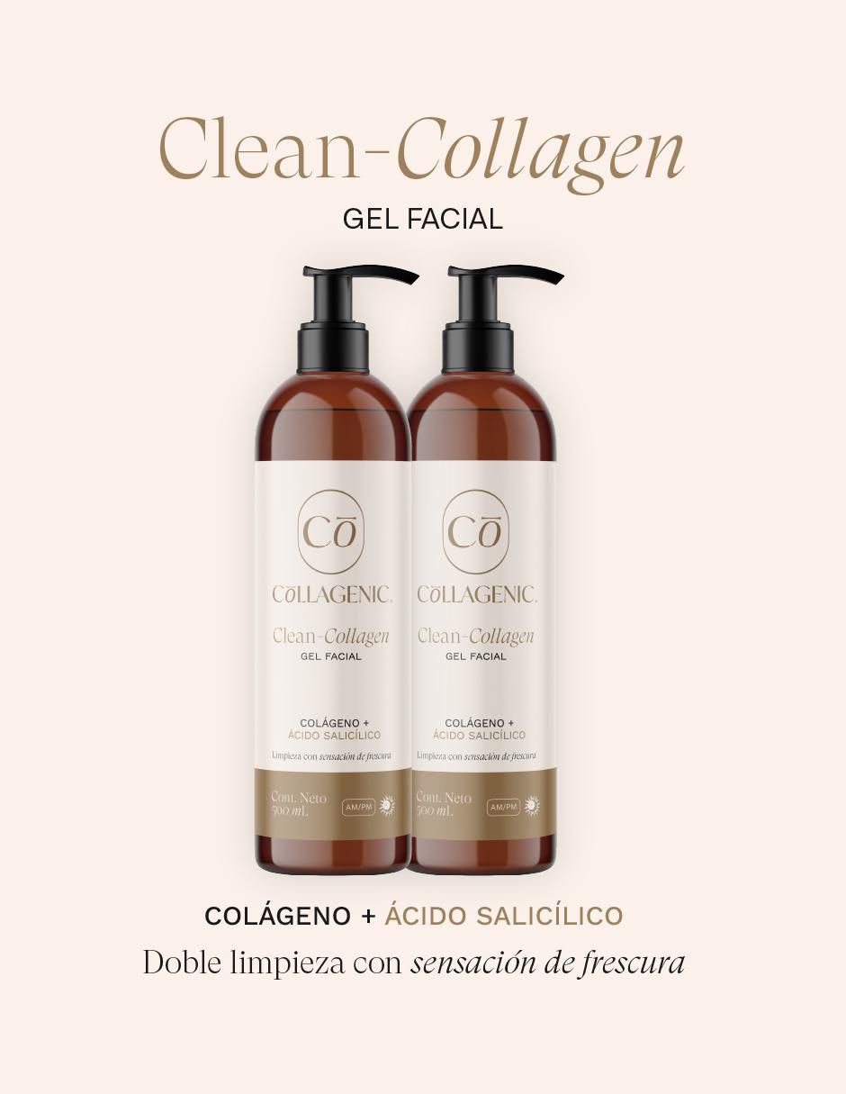 Set Dermolimpiador facial en gel ácido hialurónico + ácido salicílico para piel mixta 500 ml c/u Collagenic para exfoliar 9