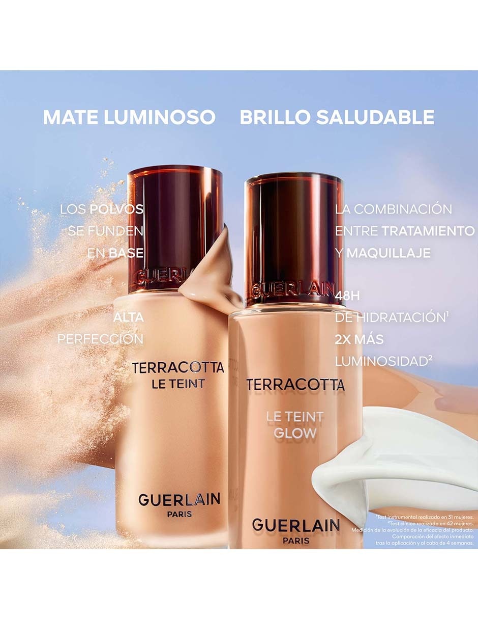 Base de maquillaje líquida Guerlain Terracotta La Teint Glow luminoso