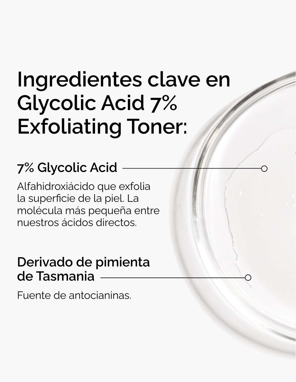 Tónico exfoliante Glycolic Acid 7% Exfoliating Toner The Ordinary