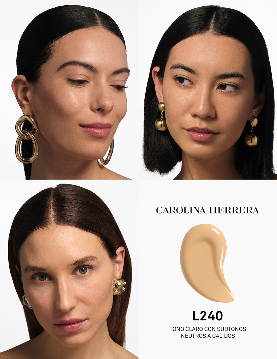 Base de maquillaje líquida Carolina Herrera Nude Couture Triple Moisture Serum Foundation luminoso