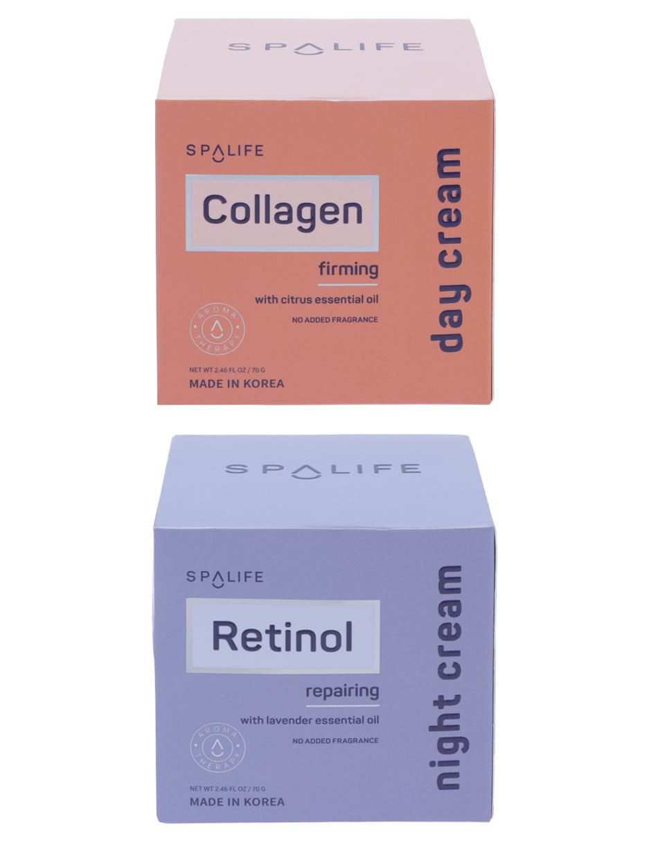 Set crema facial recomendada para prevenir signos de la edad de día y noche para todo tipo piel
