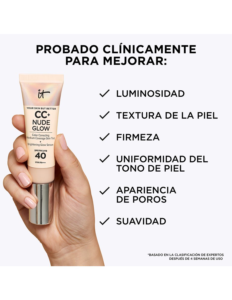 Base de maquillaje líquida IT Cosmetics YSBB CC+ Nude With SPF 50+ luminoso
