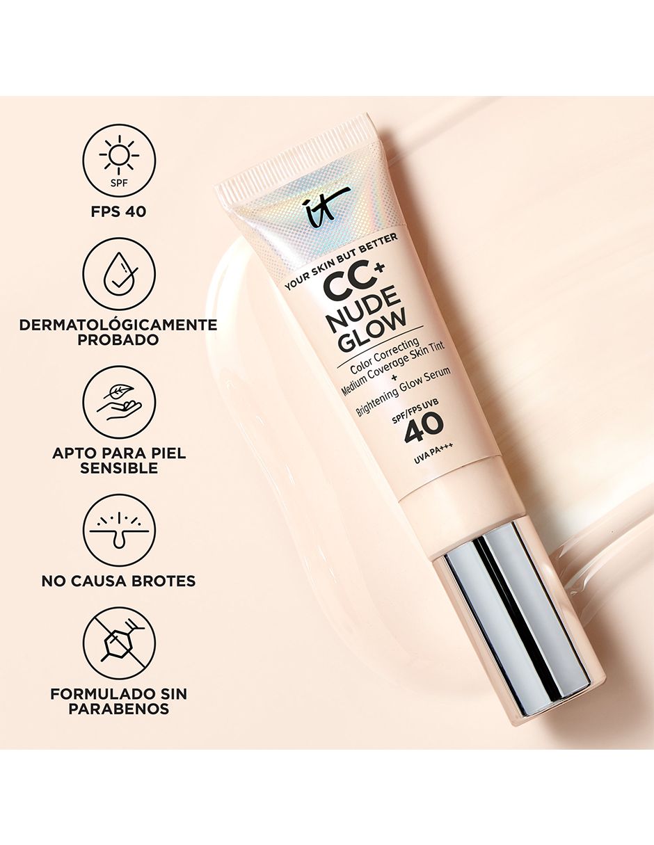 Base de maquillaje líquida IT Cosmetics YSBB CC+ Nude With SPF 50+ luminoso