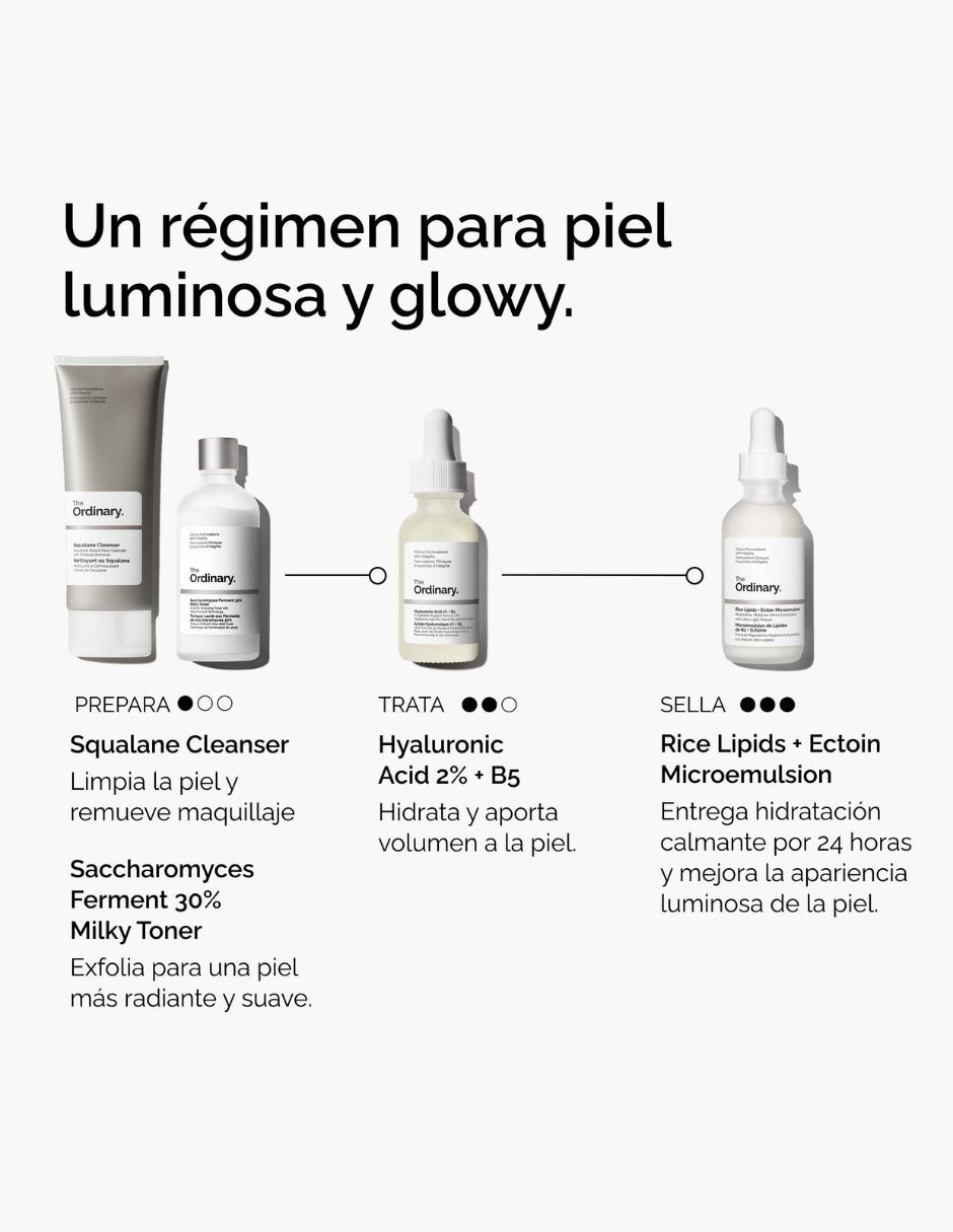 Sérum hidratante facial Rice lipids + Ectoin microemulsion (microemulsión con ectoína y lípidos de arroz) The Ordinary todo tipo de piel
