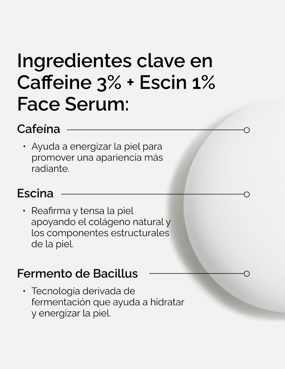 Sérum facial caffeine 3% + escin 1% face serum 30 ml para todo tipo de piel 4