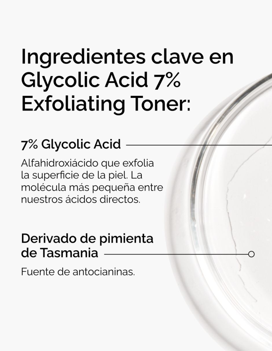 Exfoliante facial to glycolic acid 7% exfoliating toner 240 ml sin familia para piel 2