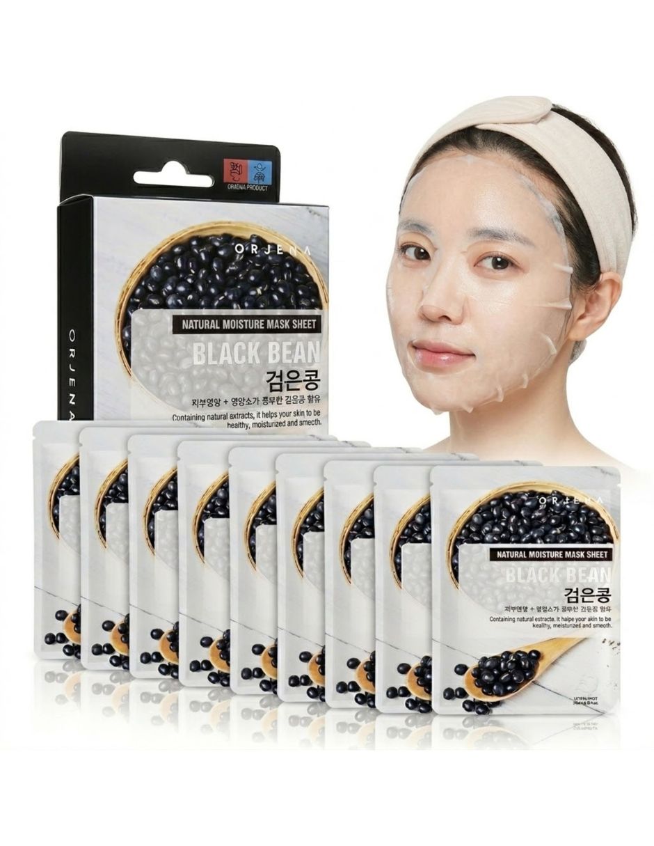 Mascarilla facial natural moisture black bean mask sheet para antiedad Mascarilla facial natural moisture black bean mask sheet para antiedad