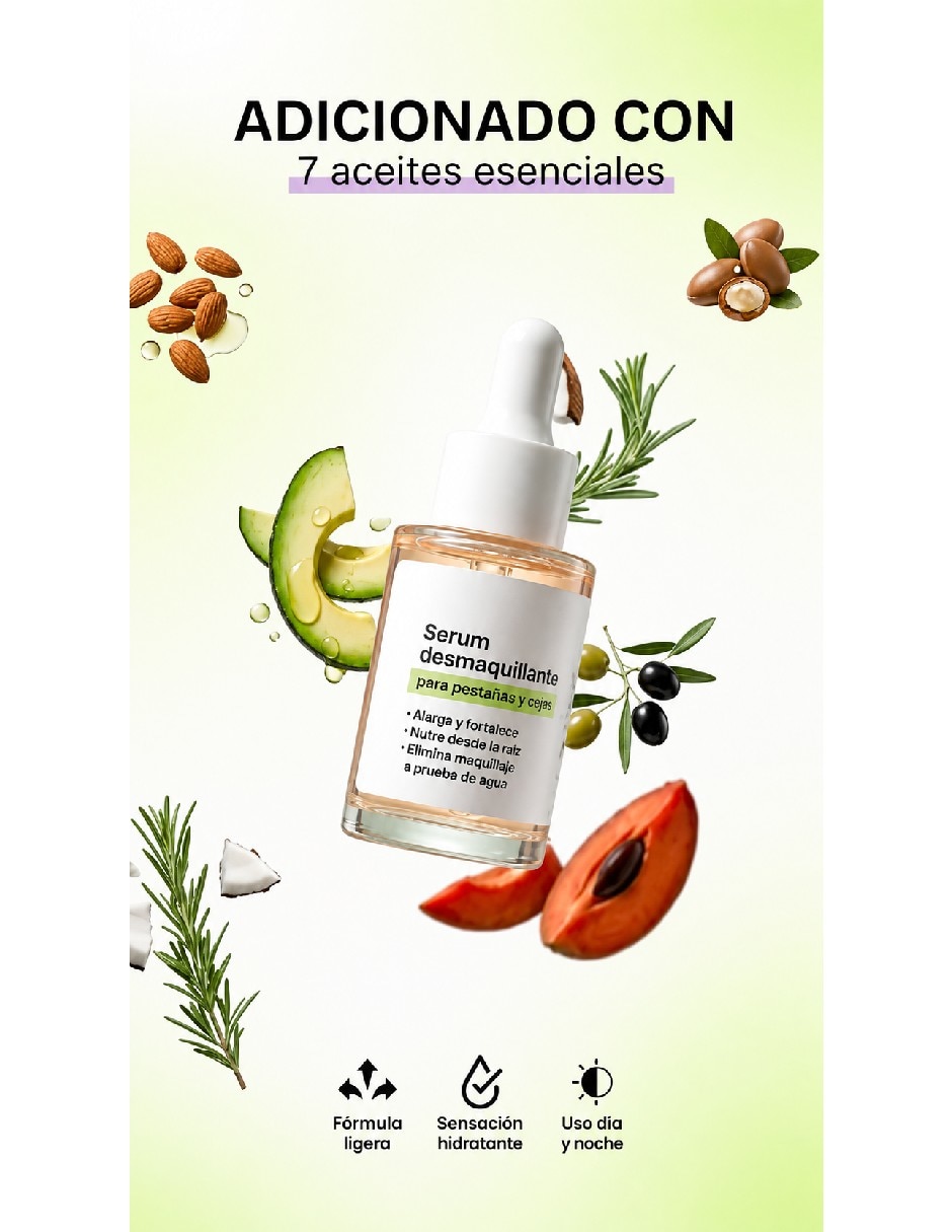 Sérum nutritivo para pestañas y cejas desmaquillante nutritivo e hidratante de todo tipo de piel