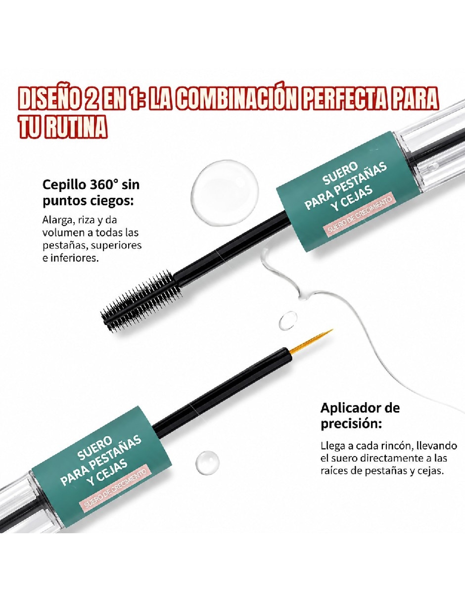 Sérum nutritivo para pestañas y cejas 2 en 1 de todo tipo de piel