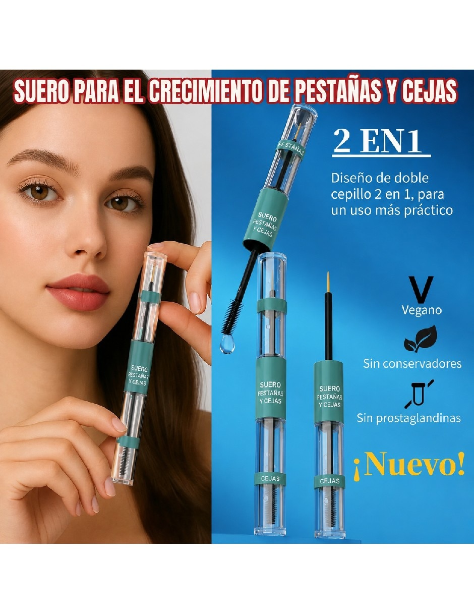 Sérum nutritivo para pestañas y cejas 2 en 1 de todo tipo de piel