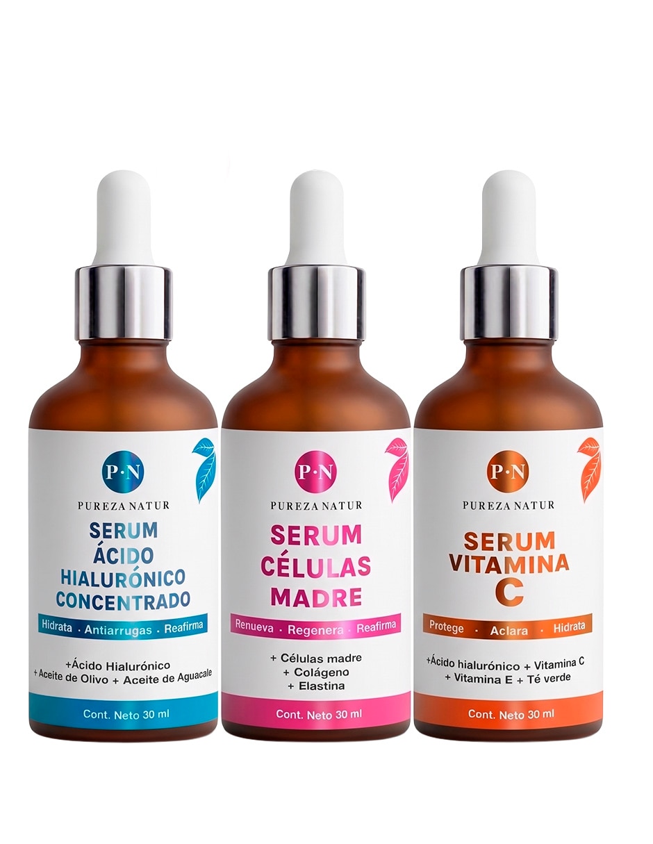 Sérum antiedad facial Kit de 3 acido hialurónico y vitamina C todo tipo piel