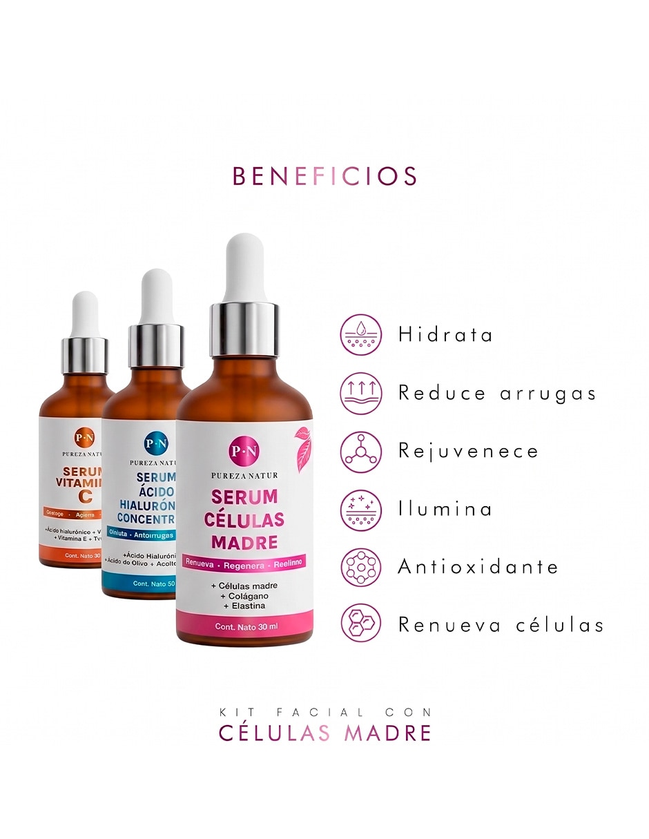 Sérum antiedad facial Kit de 3 acido hialurónico y vitamina C todo tipo piel