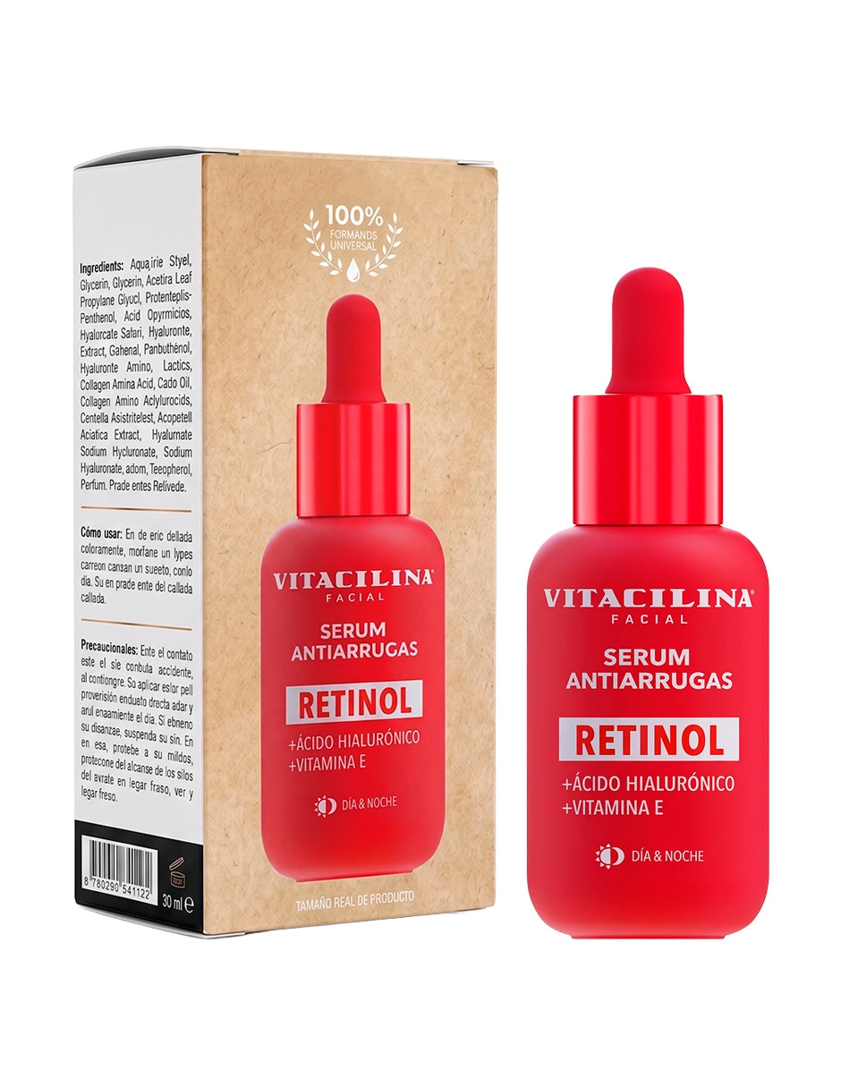 Sérum facial para/de Facial Serum Antiarrugas Retinol Y Ácido Hialurónico 30 ml VITACILINA de piel Todo tipo piel 2