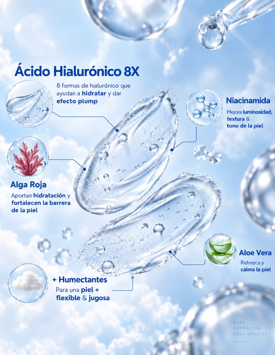 Sérum facial para/de Facial Serum facial Multi Hialuronico 8x con Niacinamida y Algas Marinas Sin familia o colección de piel Todo tipo piel 3