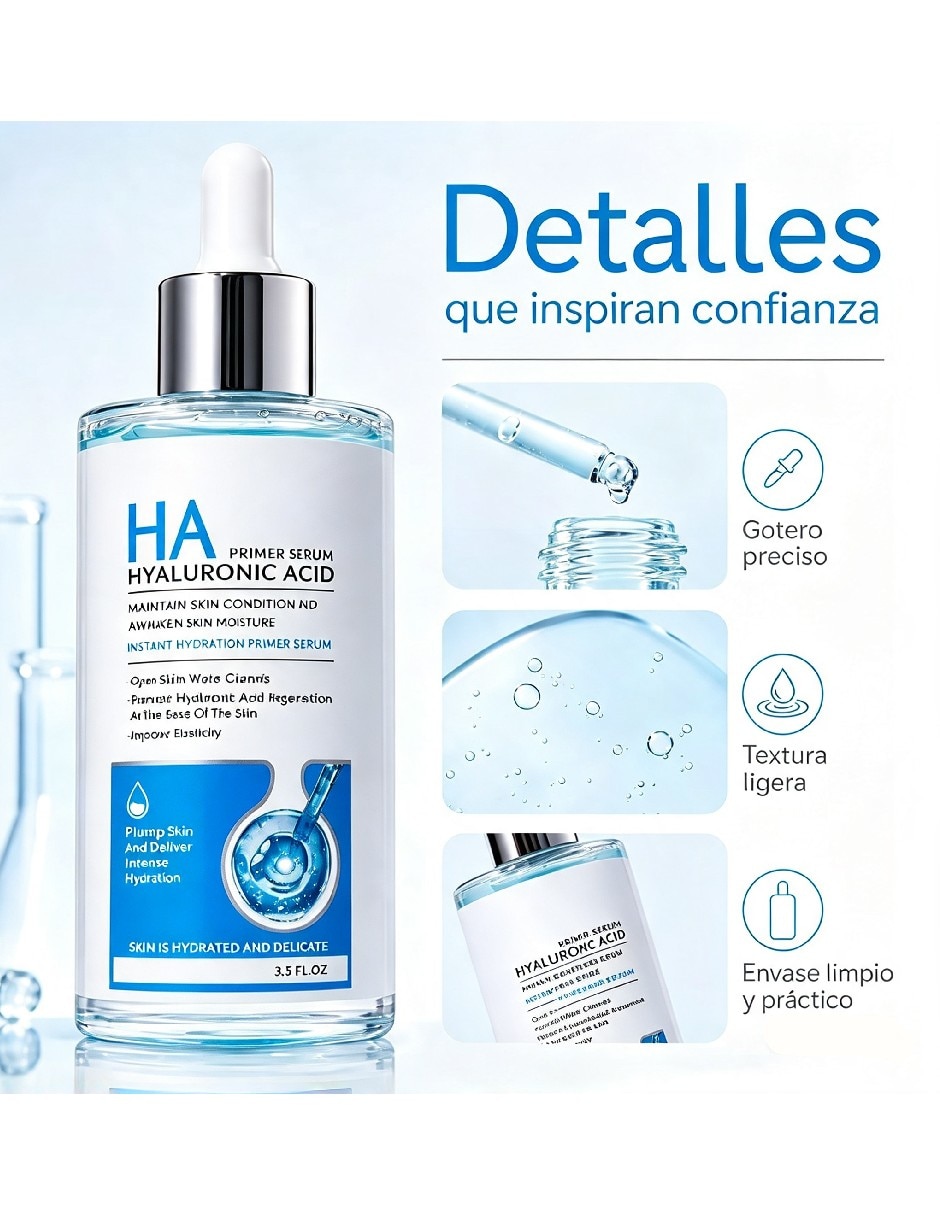 Sérum hidratante facial hialurónico vitamina c y ceramidas para todo tipo de piel 5